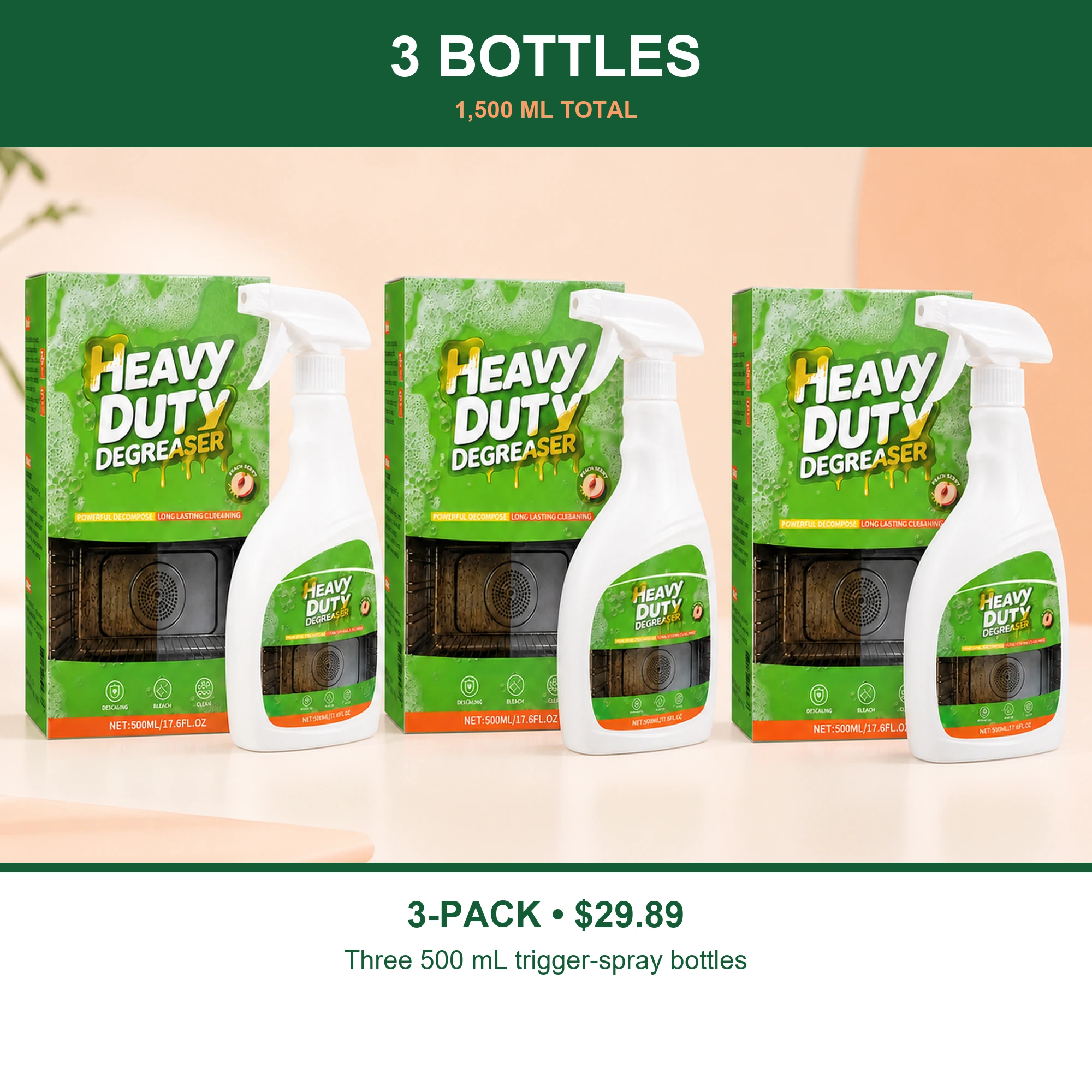 Heavy Duty Kitchen Degreaser Spray - Peach Scent, 500 mL product detail