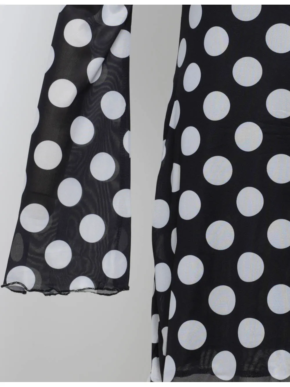 Polka Dot Open Back Flared Sleeves Mesh Mini Dress