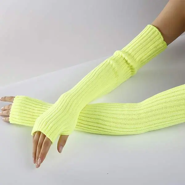 Knitted Wool Half-Finger Warm Long Gloves 26913629C