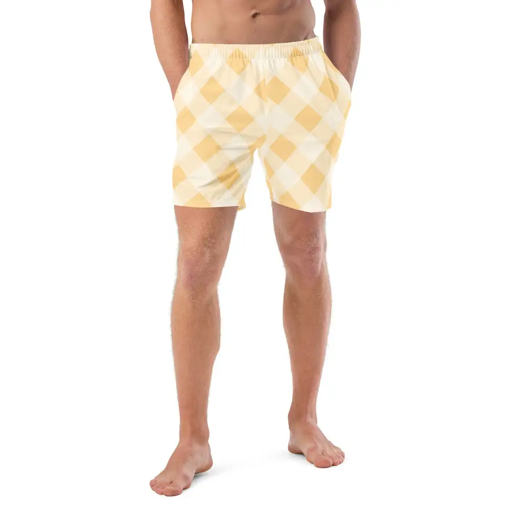 Quick Dry Gingham Swim Trunks
