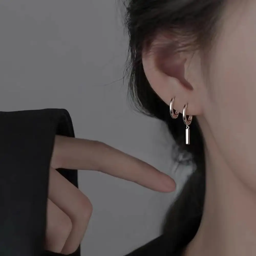 Sterling Silver Hoop Bar Earrings
