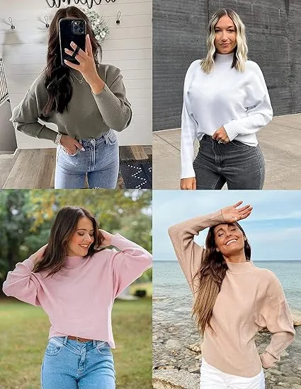Women's Basic Long Sleeve Sweater | Solid Color Oversized Pullover