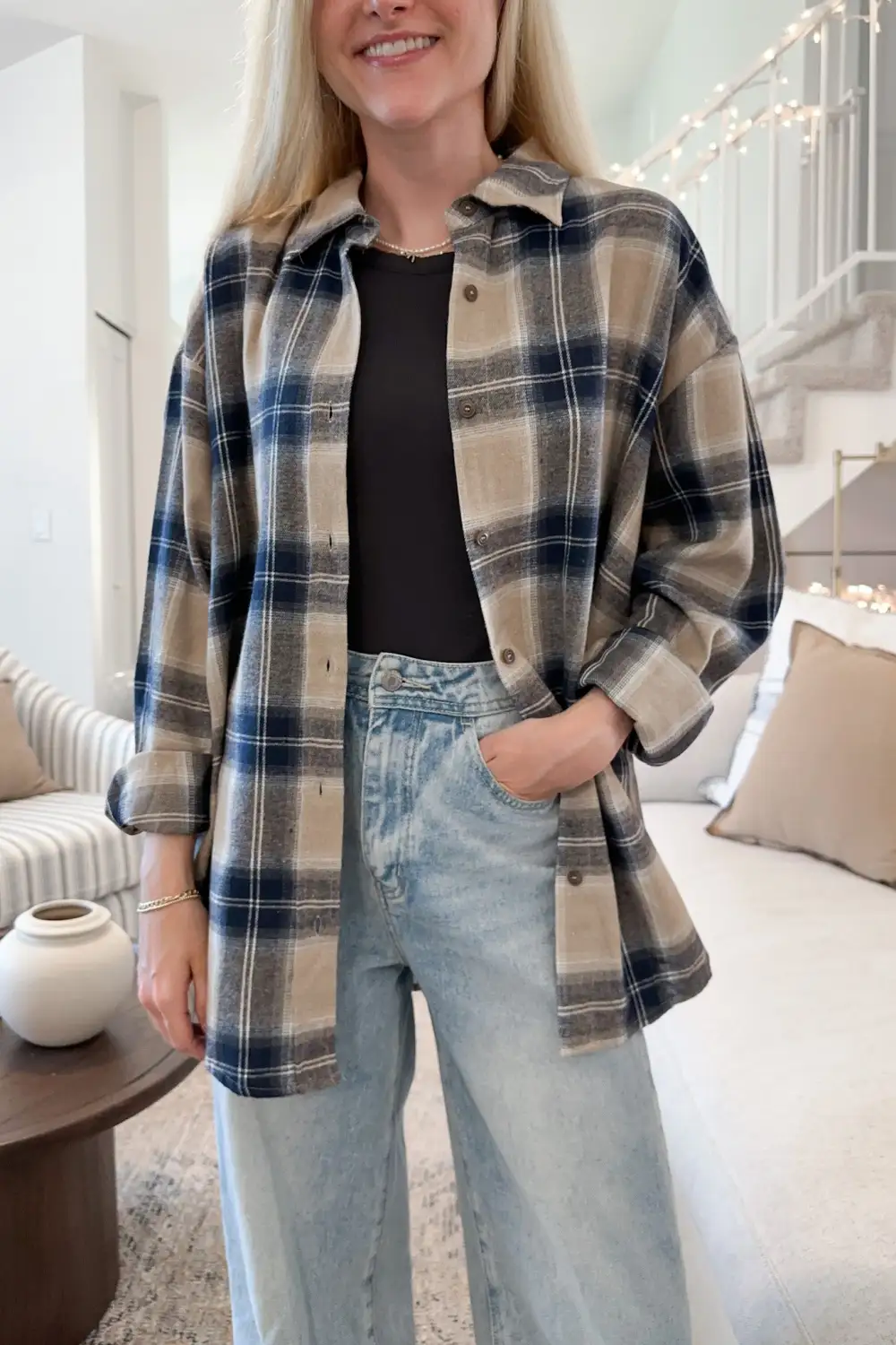 Plaid Button Front Button Down Shirt