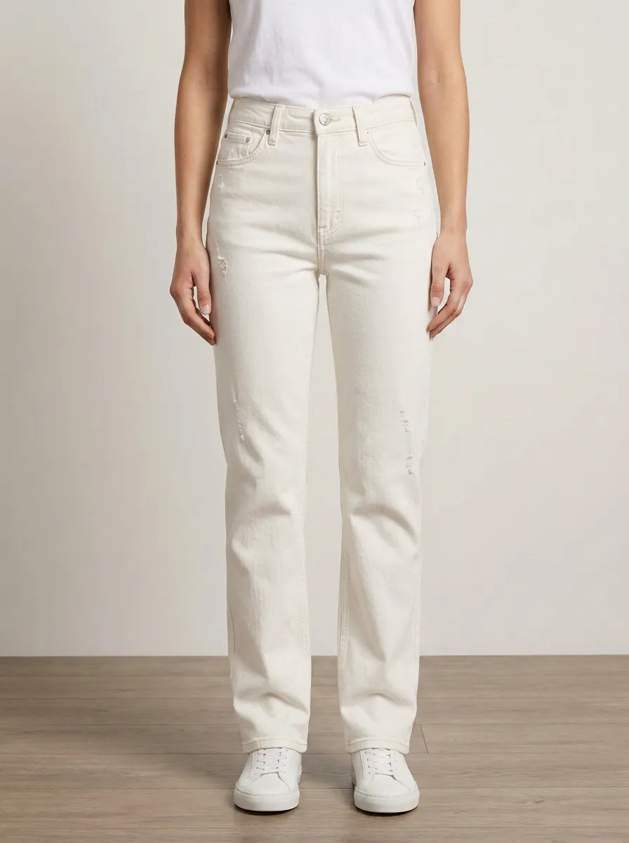 Easy-Wear High-Rise Distressed Denim Jeans