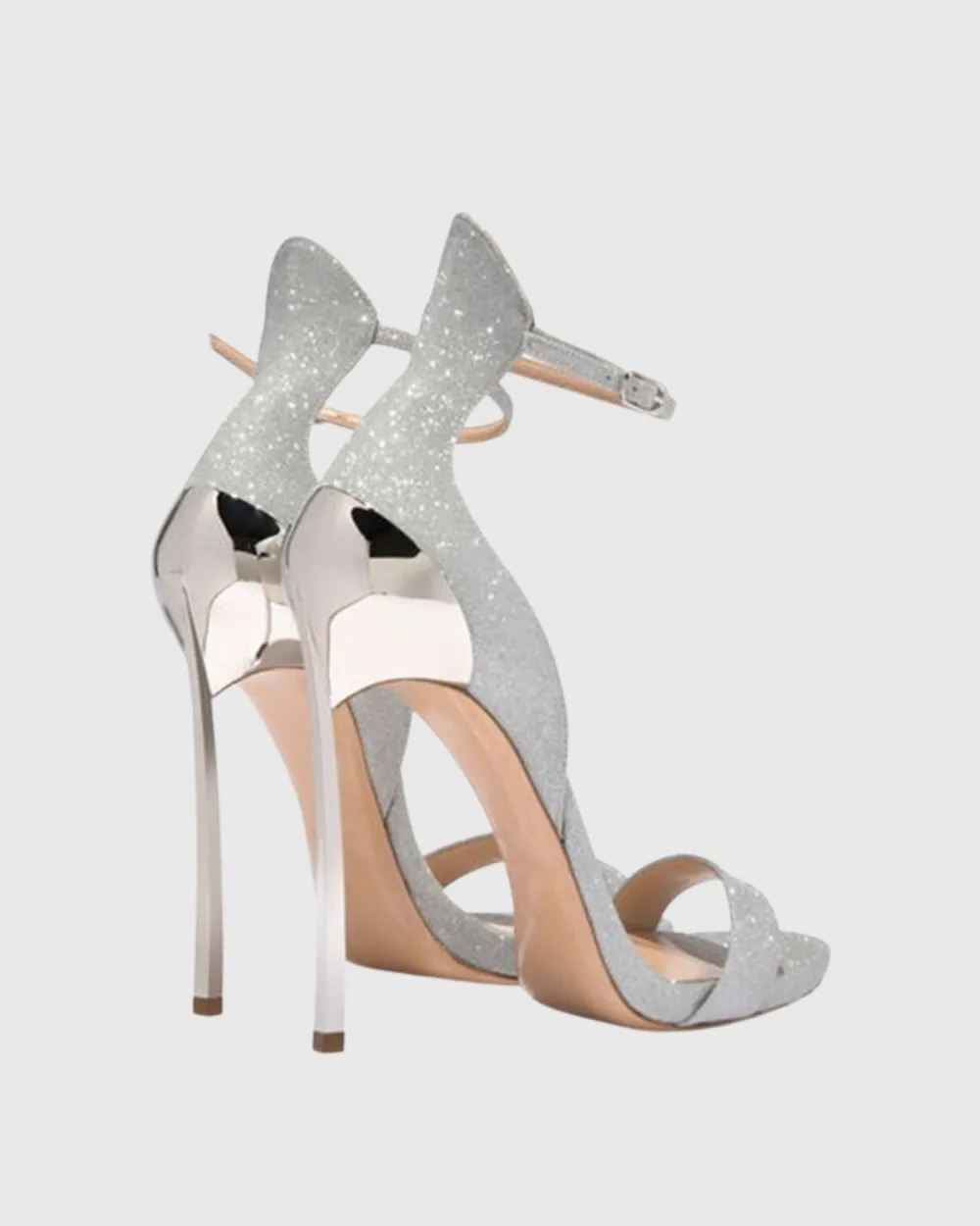Glitter Strap Sandals in Silver