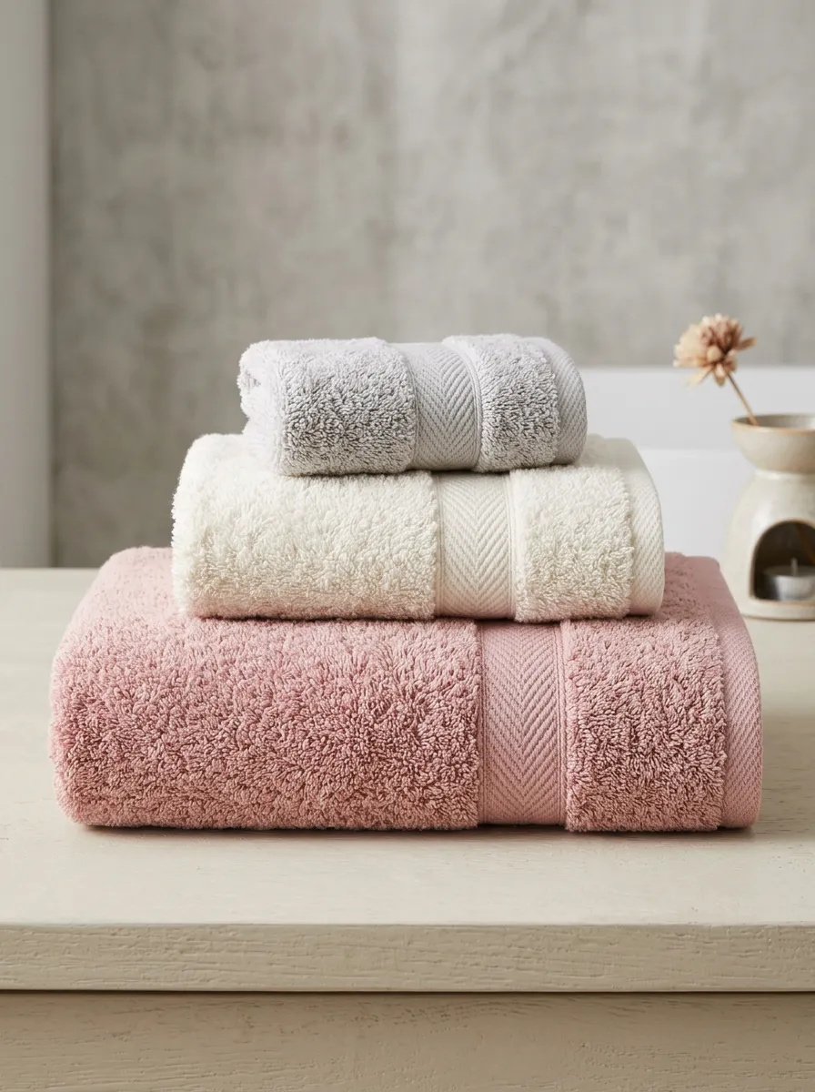 Everyday Herringbone Textured Three-Piece Towel Set