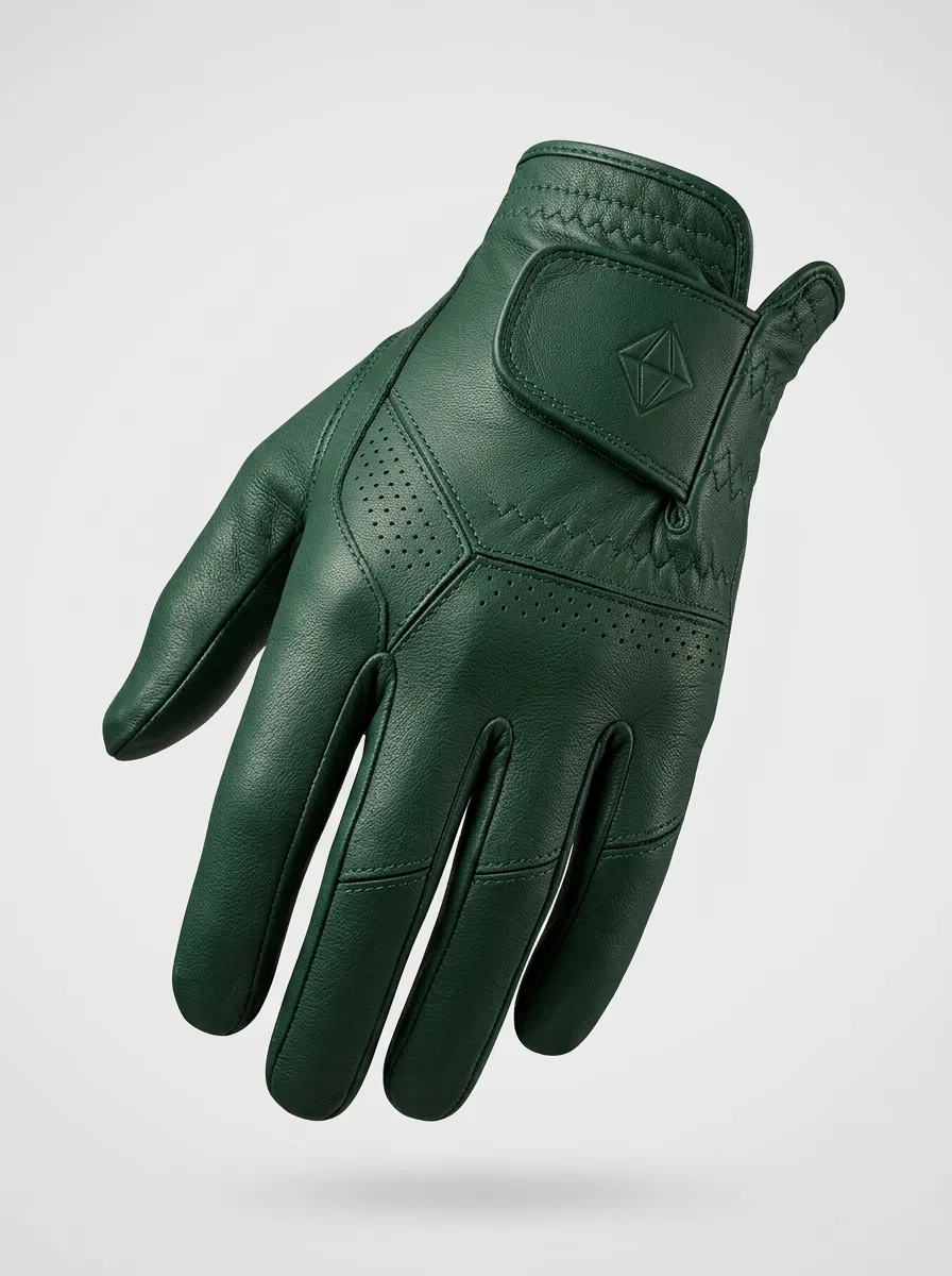 Course Embossed Diamond-Pattern Leather Golf Glove