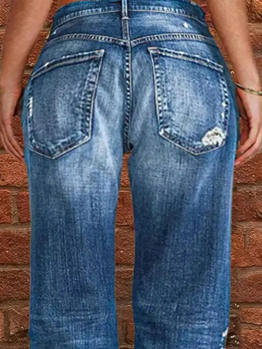 Balanced Raw Hem Distressed Denim Jeans