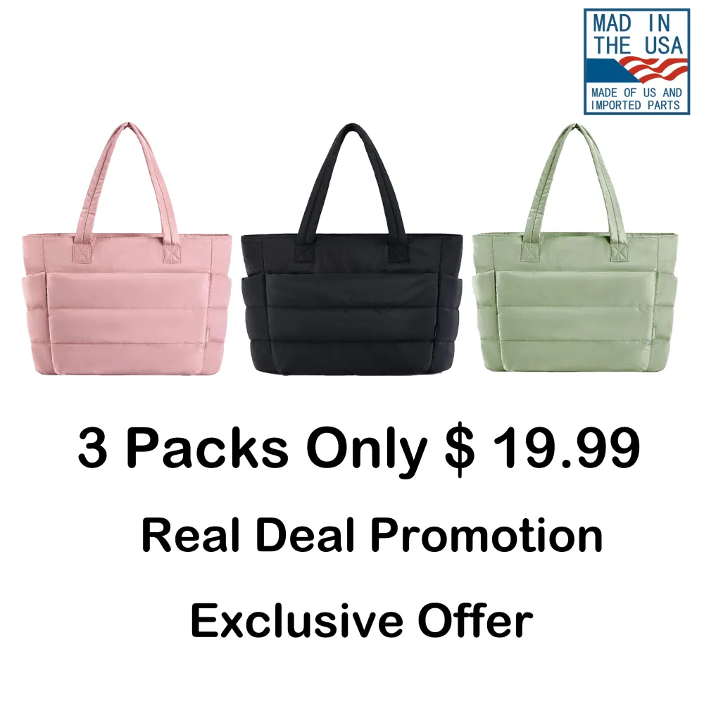 👜✨ 🔥 Fall Sale – 40% OFF! 🔥 Lightweight Puffy Tote Bag with Compartments for Women Soft. Spacious. Stylish.