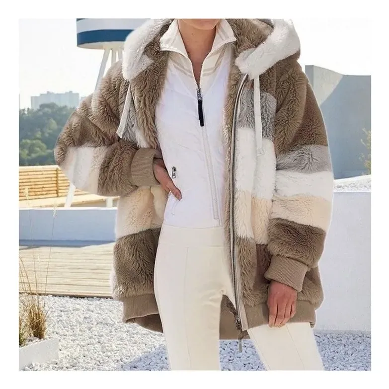 4PACK-Women'S Fur Patchwork Zipper Jacket-ONLY 24.95