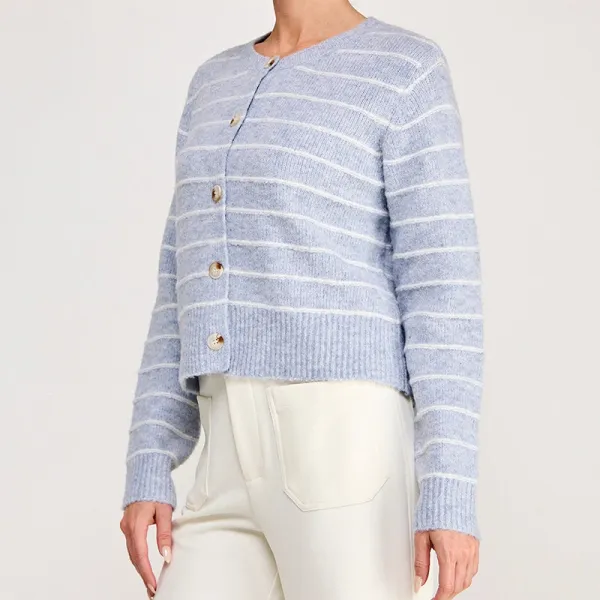 Stripe Button Front Cardigan