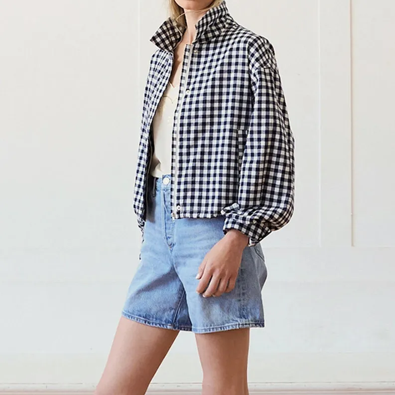 Gingham Zip Front Jacket