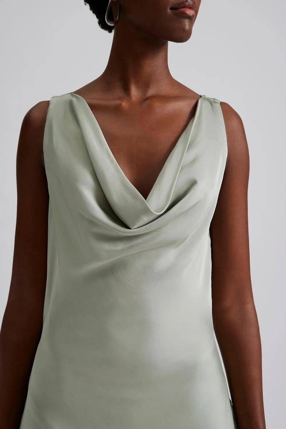 Cowl Neck Satin Maxi Dress