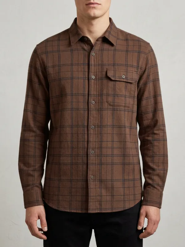 Refined Profile Plaid Long-Sleeve Men's Long-Sleeve Shirt