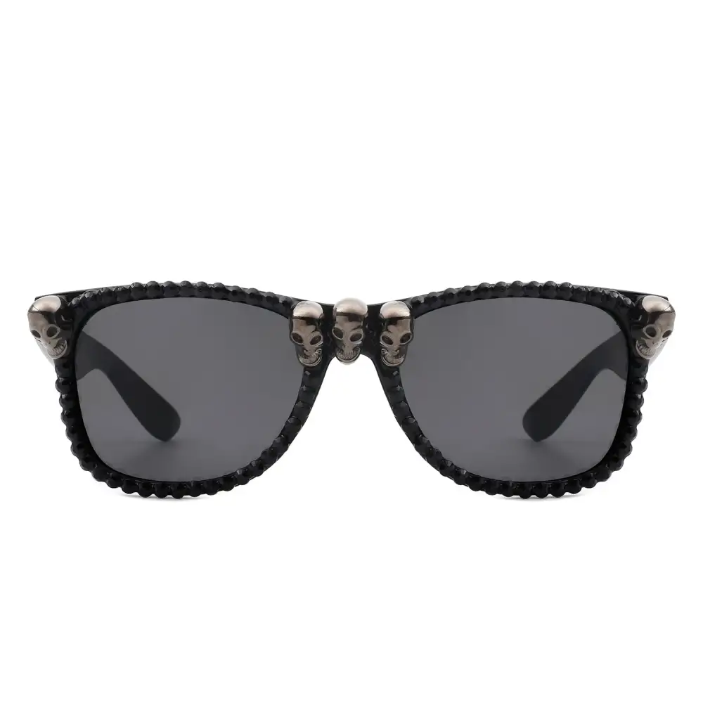 Rhinestone Gothic Skull Square Sunglasses