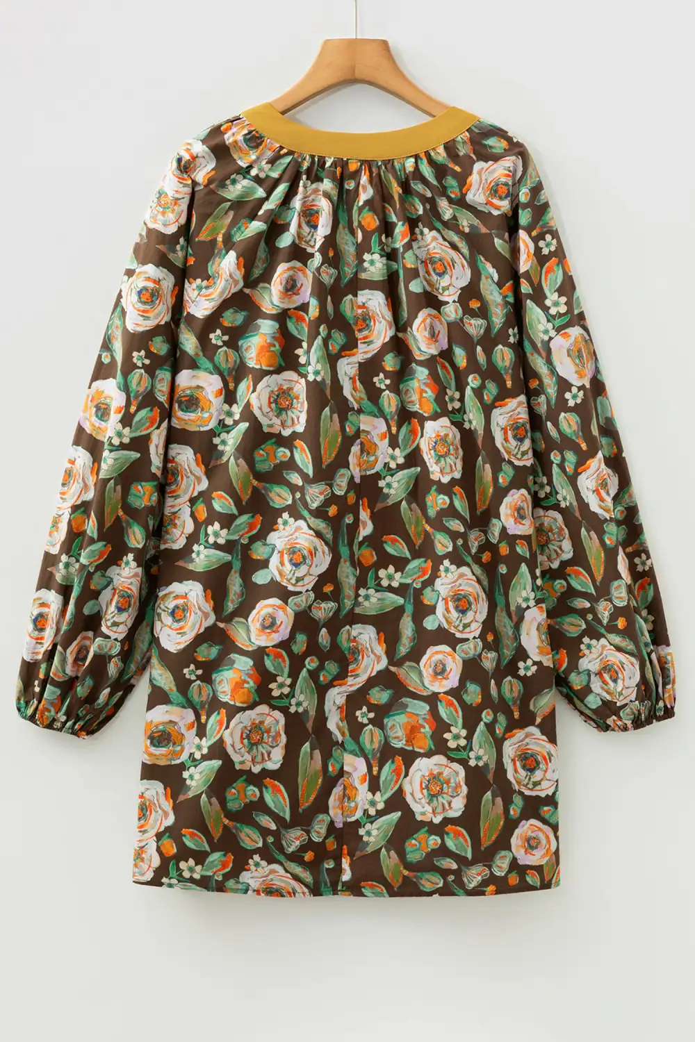 Balanced Detail Floral Printed V Neck Mini Dress