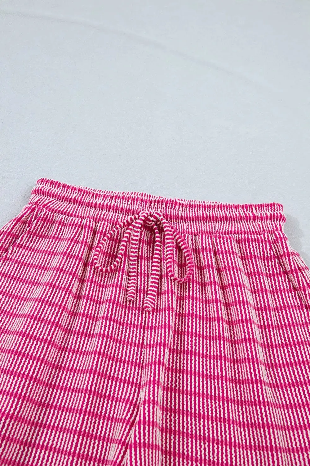 Stripe Raised Rib Loose Drawstring Elastic Set