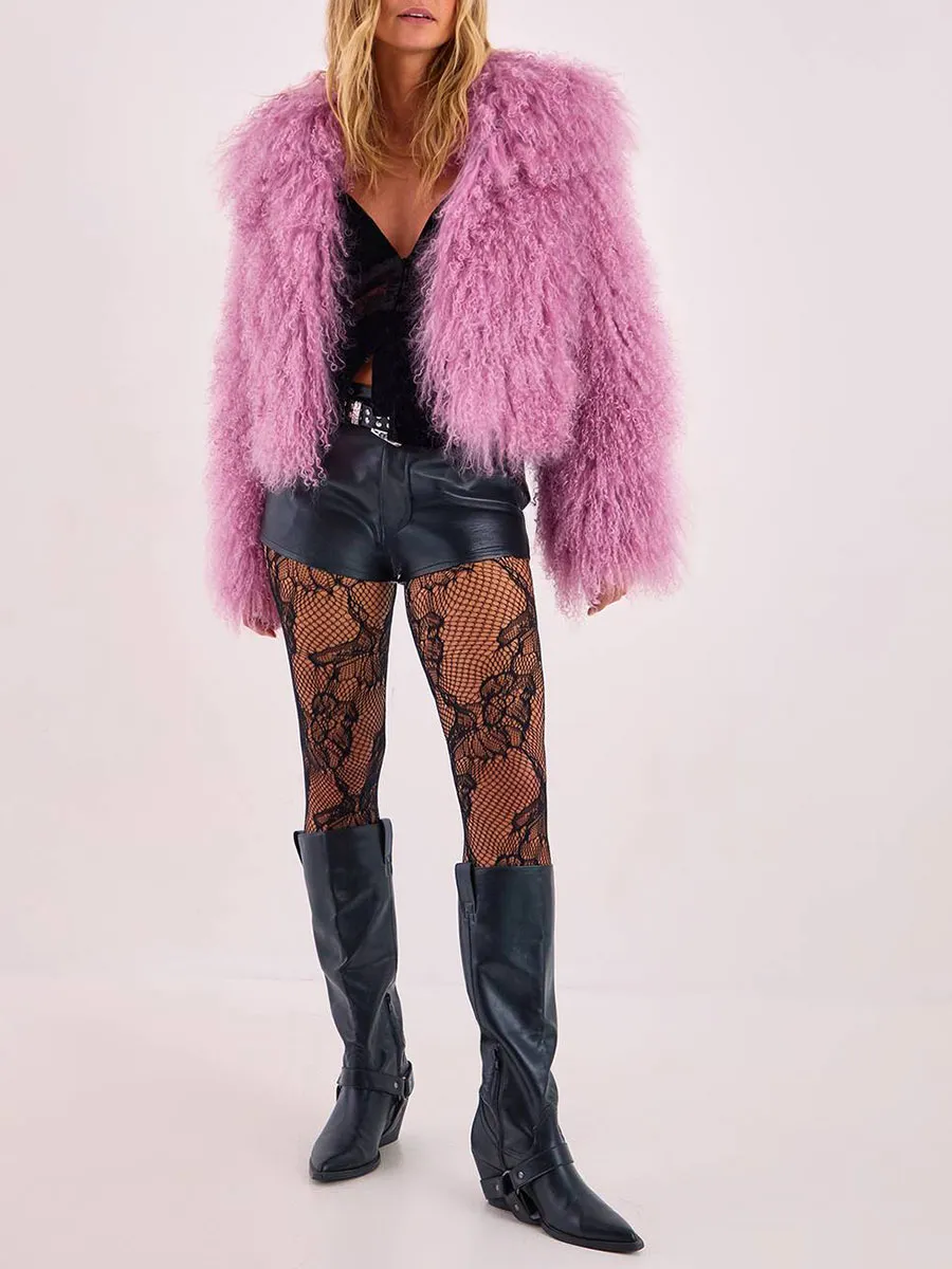 Women'S Stylish Fluffy Fuzzy Cropped Jacket