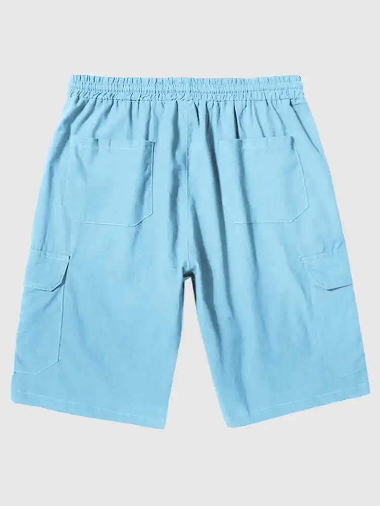 Men's Linen Style Pants Pockets Shorts