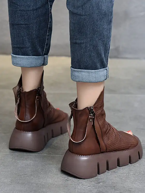 High Top Open-Toe Mesh Zip Platform Heeled Sandals