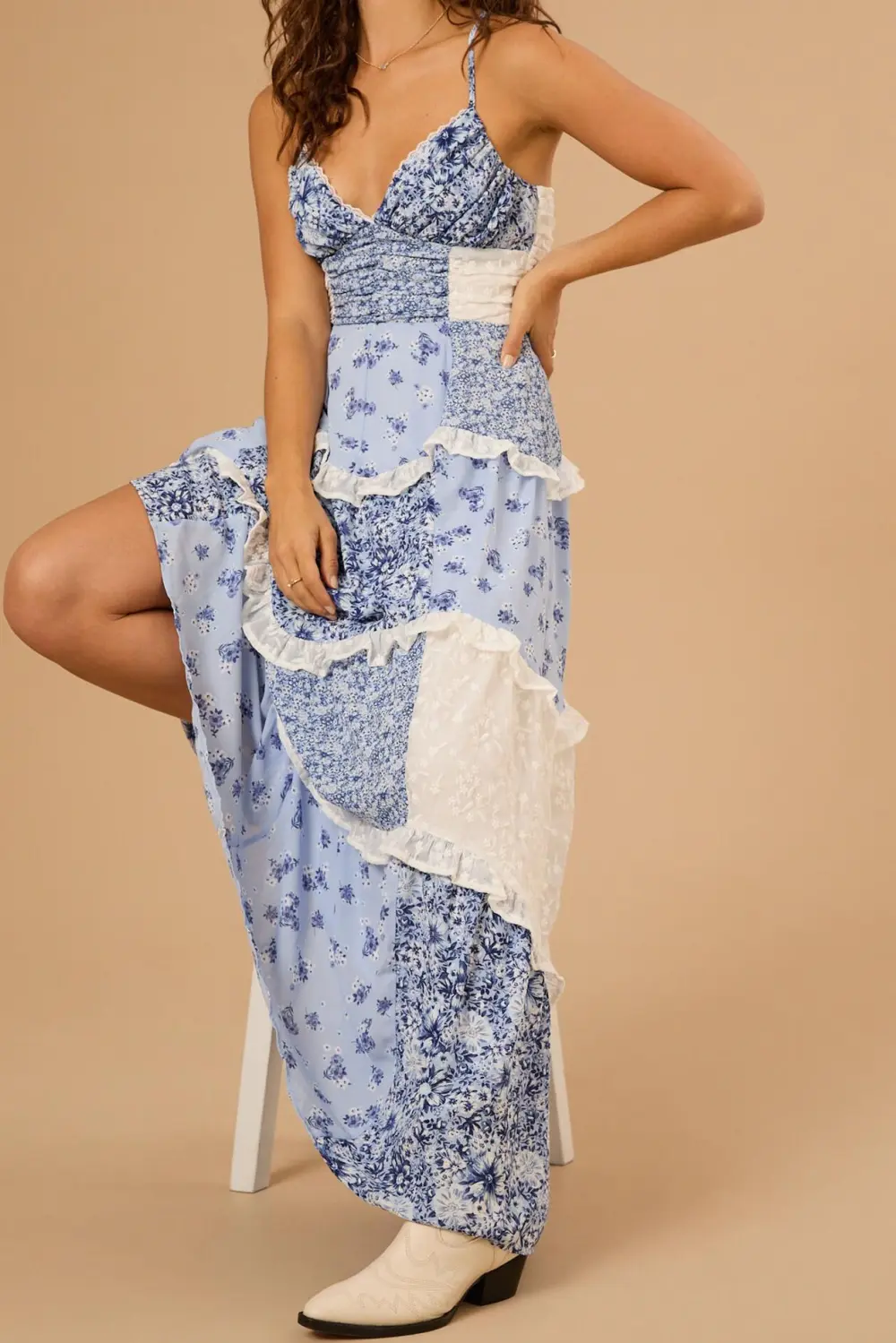 Patchwork Floral Maxi Dress