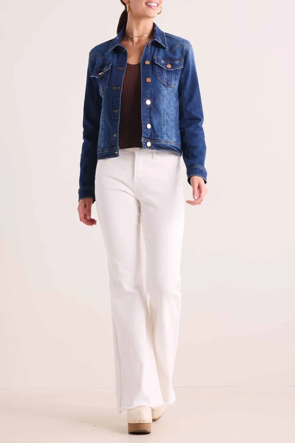 Dark Blue Denim Classic Button-Front Jacket