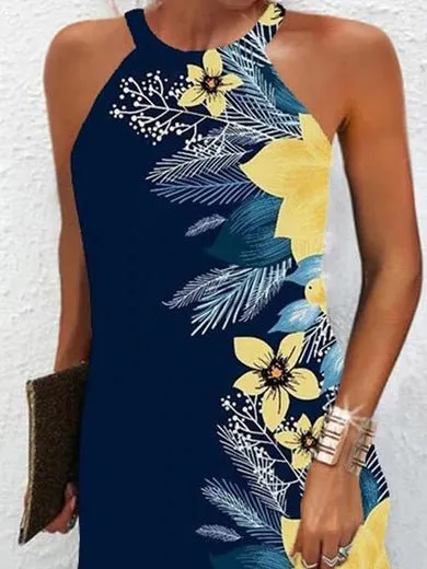 Women's Dresses Printed Halter Off-Shoulder Sleeveless Dress