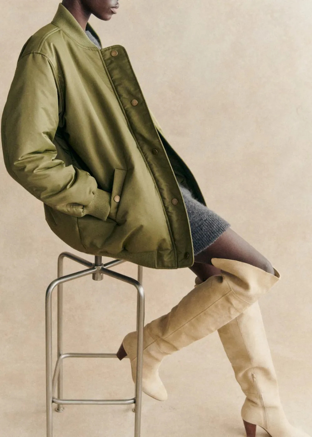 Khaki Bomber Coat