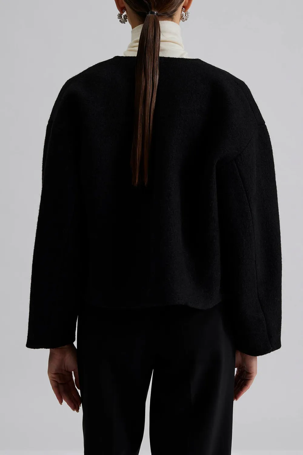 Asymmetric Hem Wool Jacket