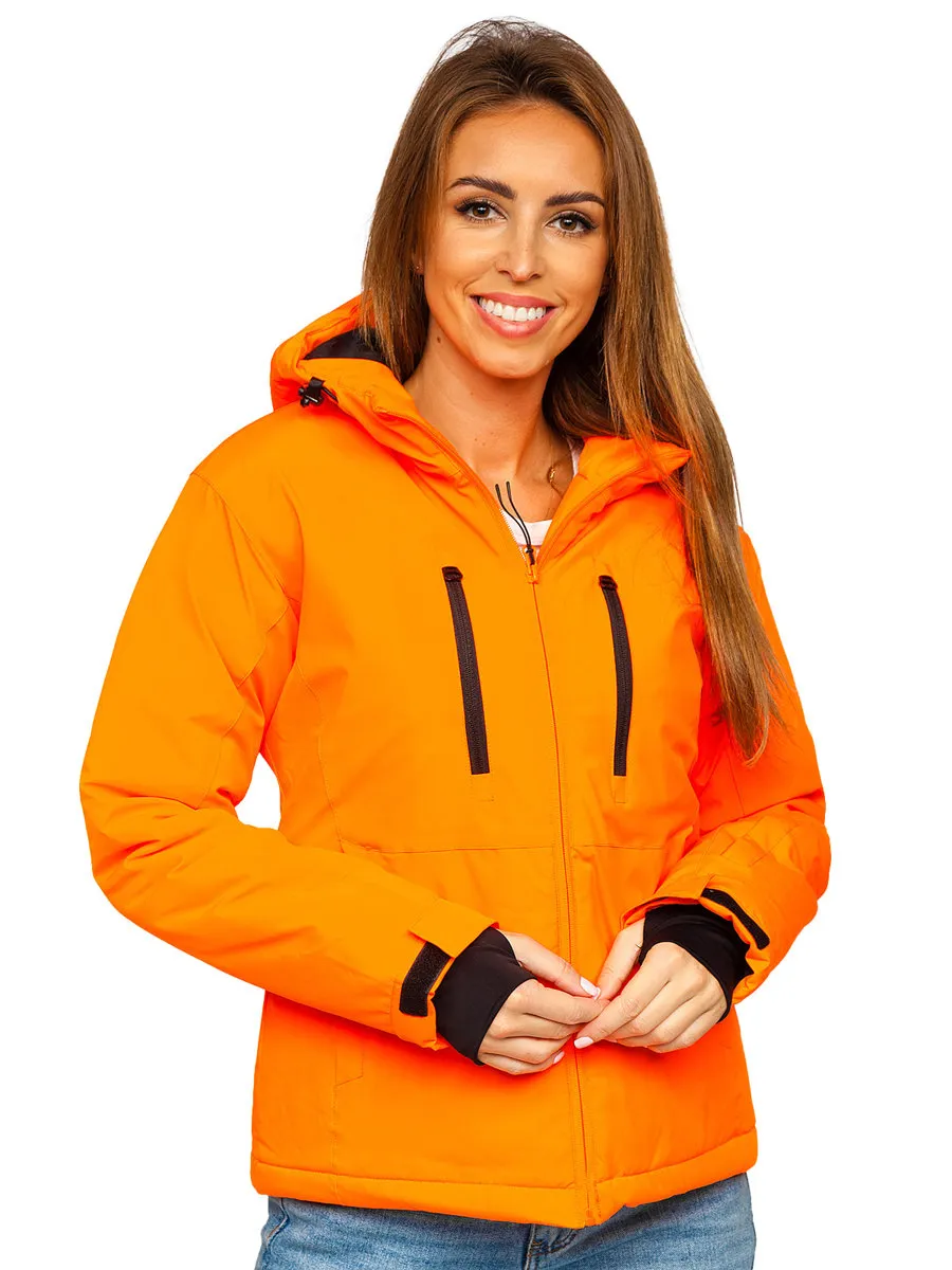 Orange women's winter ski jacket