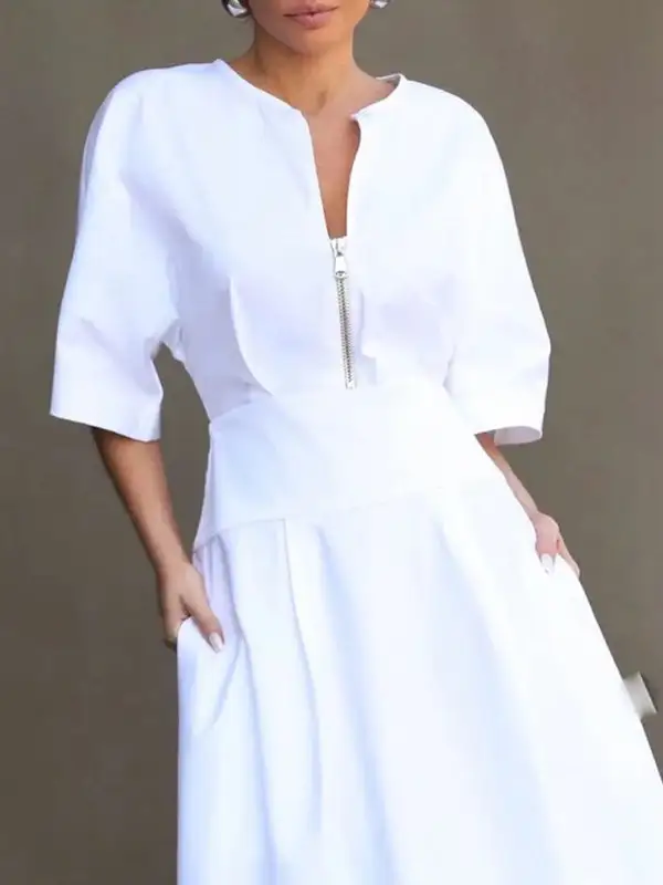 Half Color Neck Maxi Dress