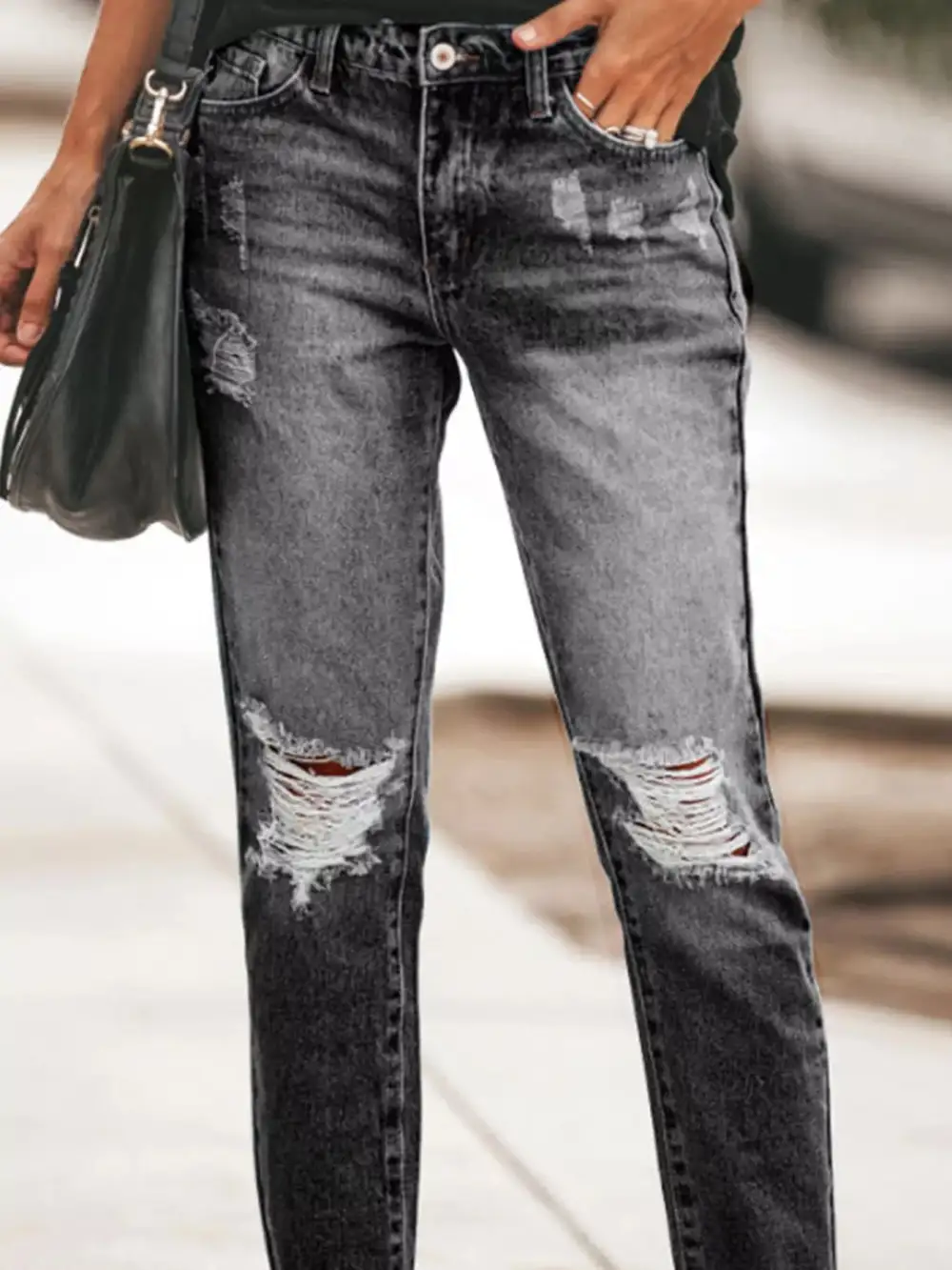 Clean Distressed Denim Jeans