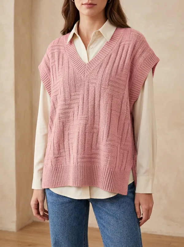 Geometric Button Sweater Vest