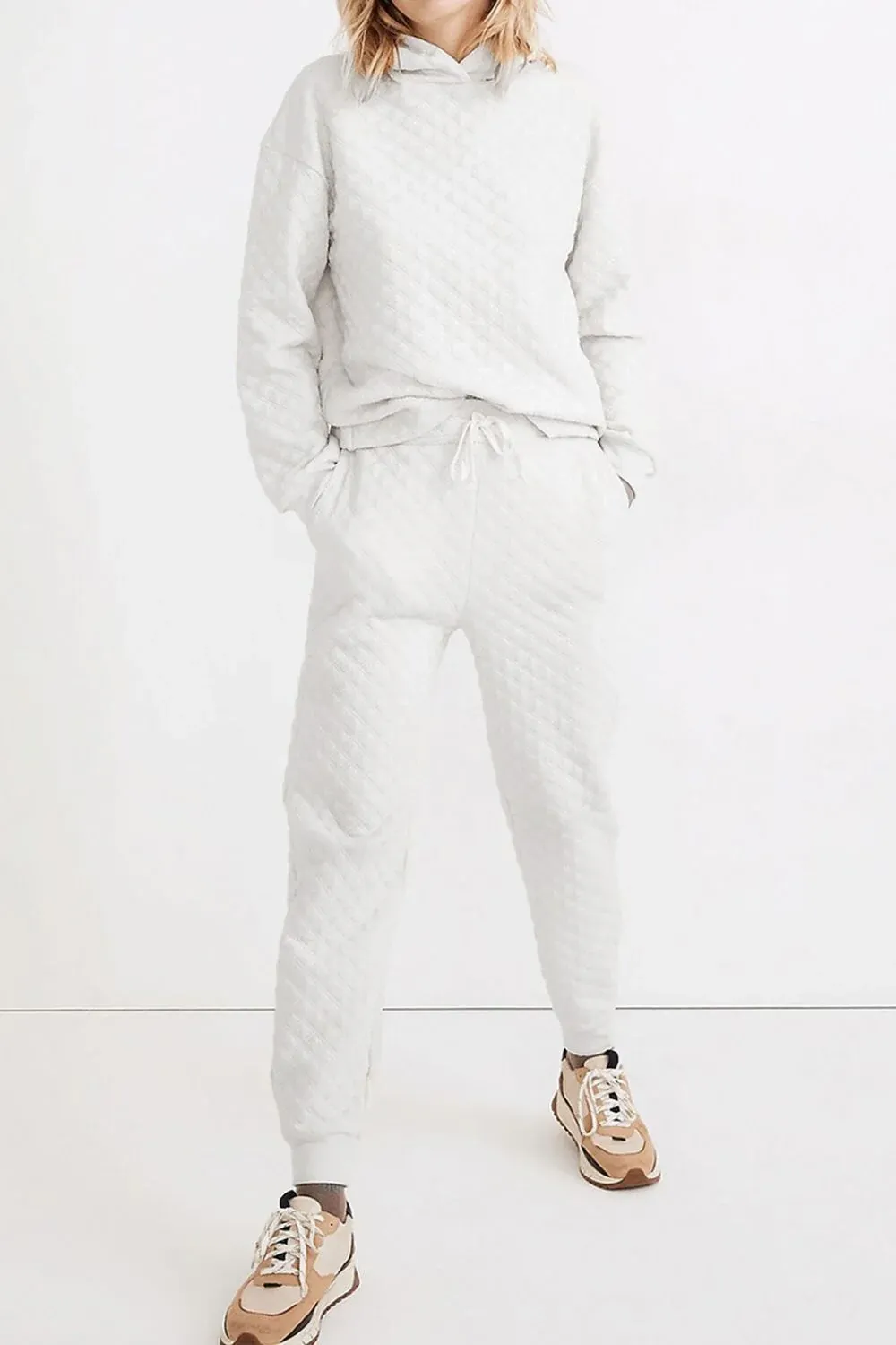 Modern Minimalist Movement Loose White  Hoodie