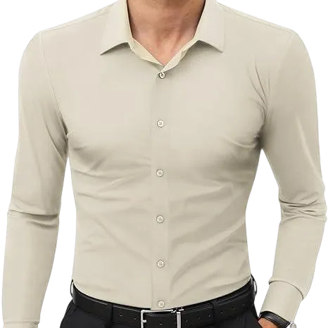 Men's quick-drying, breathable, wrinkle-resistant, slim-fit, super stretch shirt