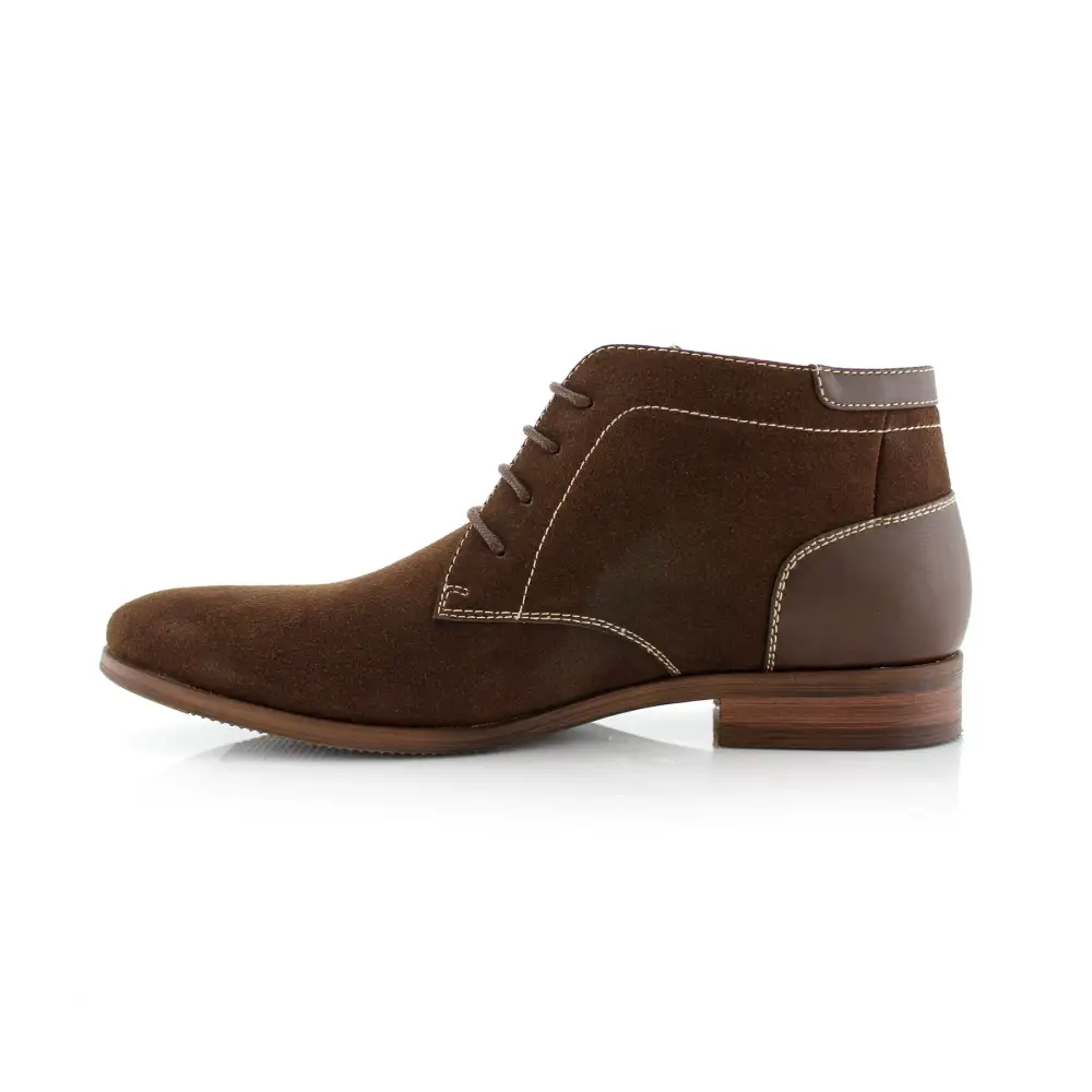 Polished Faux-Suede Suede Faux-Leather Chukka Boots