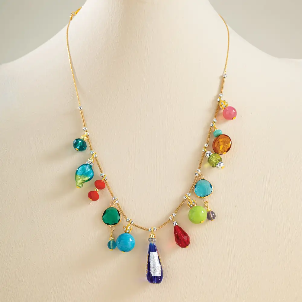 Crystal Rainbow Bib Statement Necklace