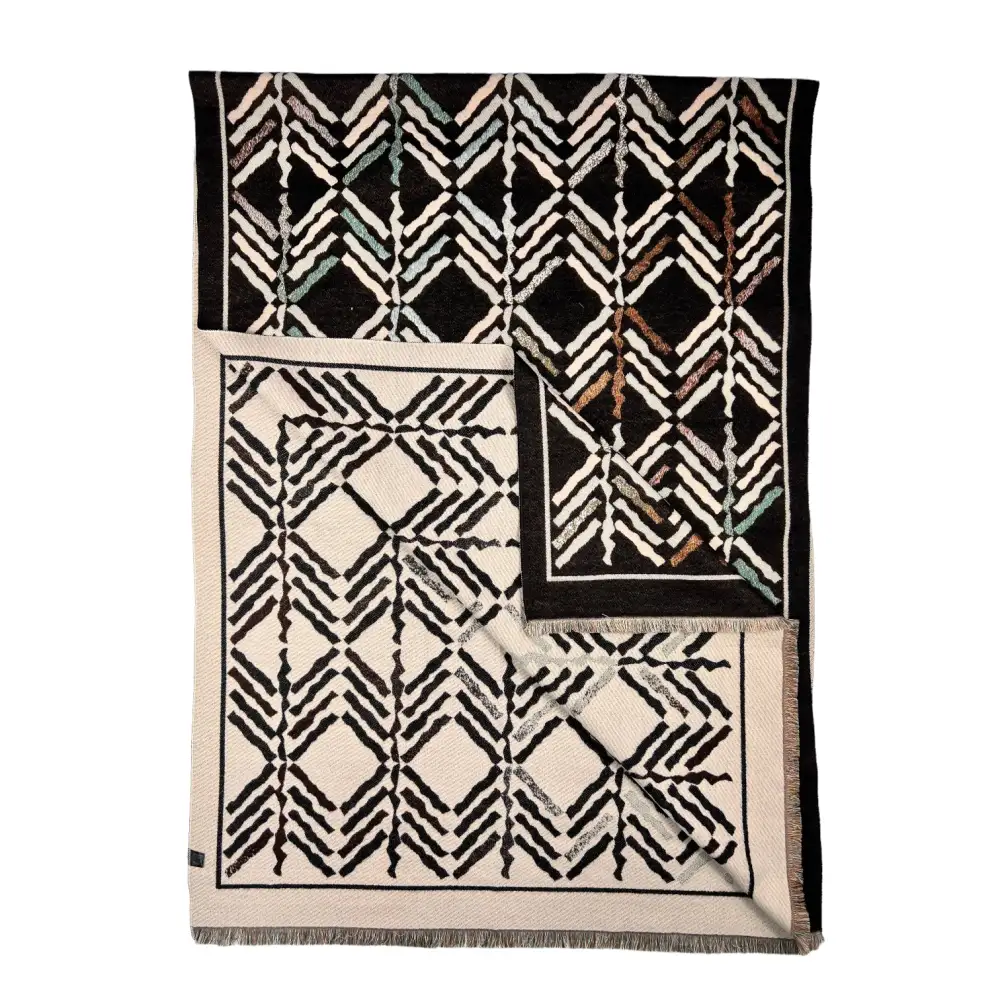 Arrow Pattern Reversible Fringed Scarf
