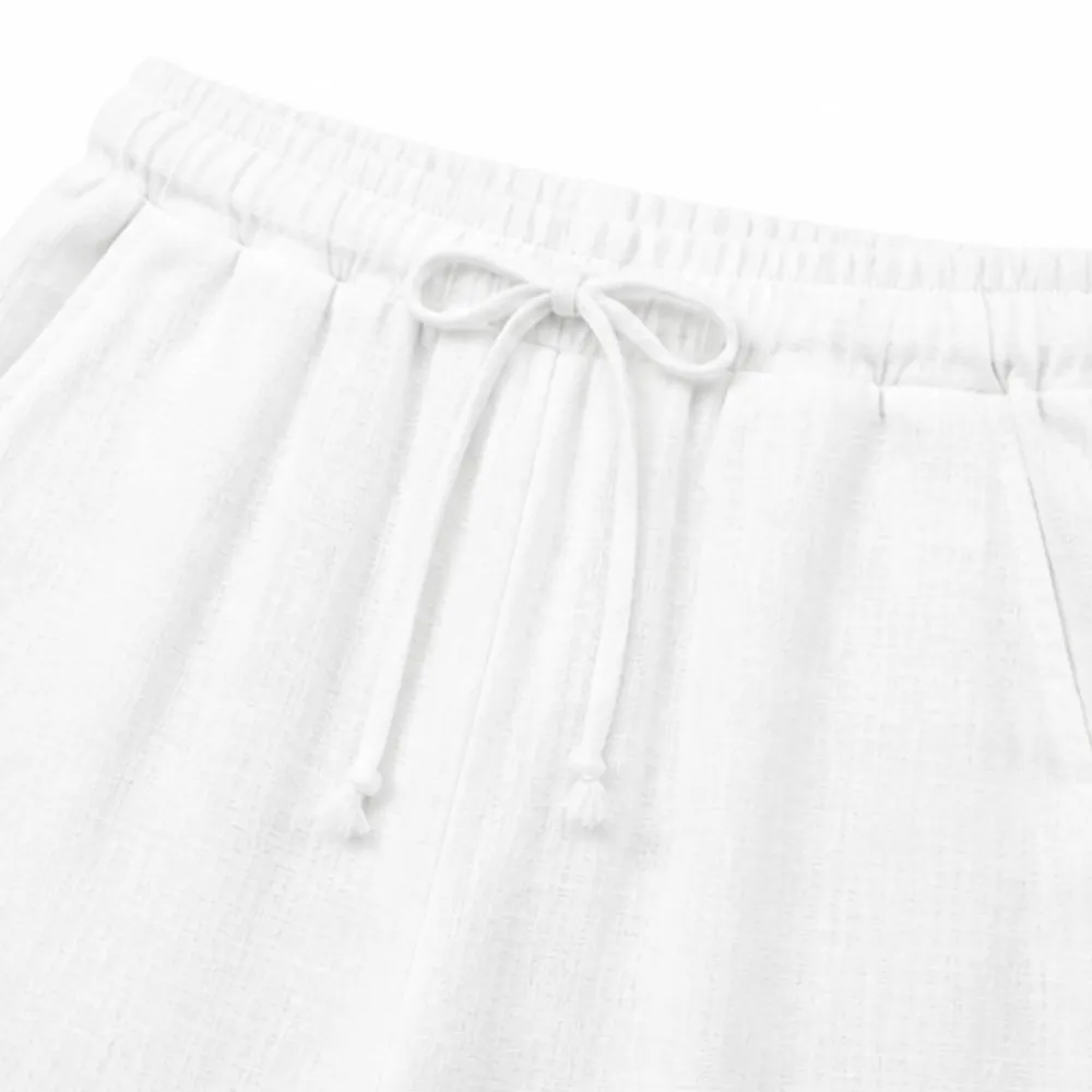 Crochet V Neck Linen Set