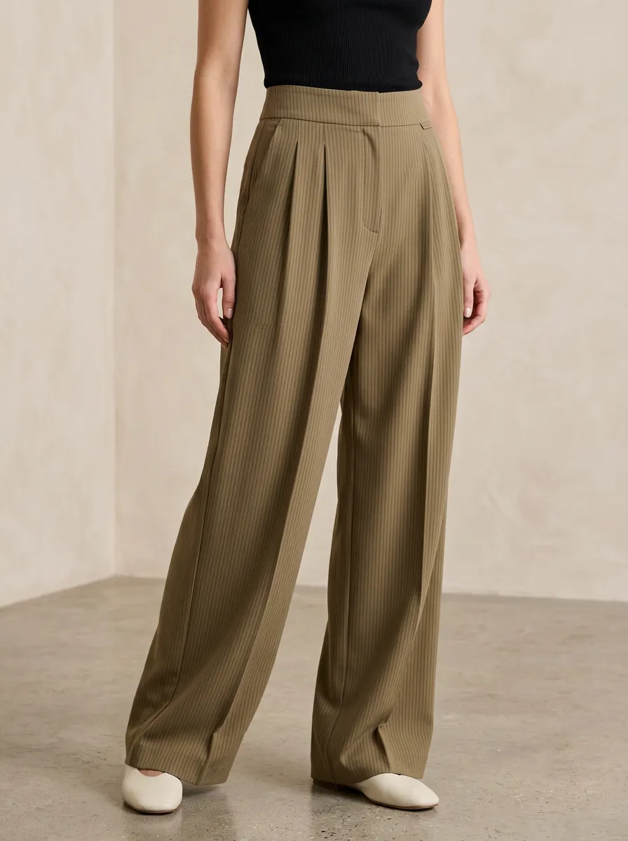 Wide-Leg Pinstripe Printed Women's Wide-Leg Pants