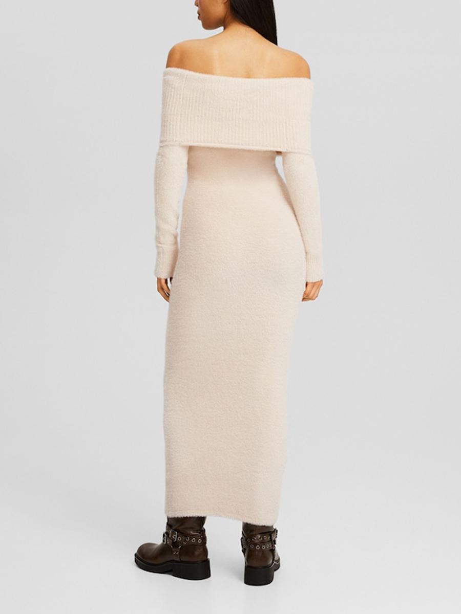 Vestido Midi Manga Larga Fuzzy