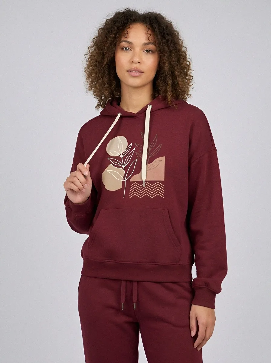 Women's Sage Green Cuffed Pants Relaxed Fit Solid Hoodie & Pants Set