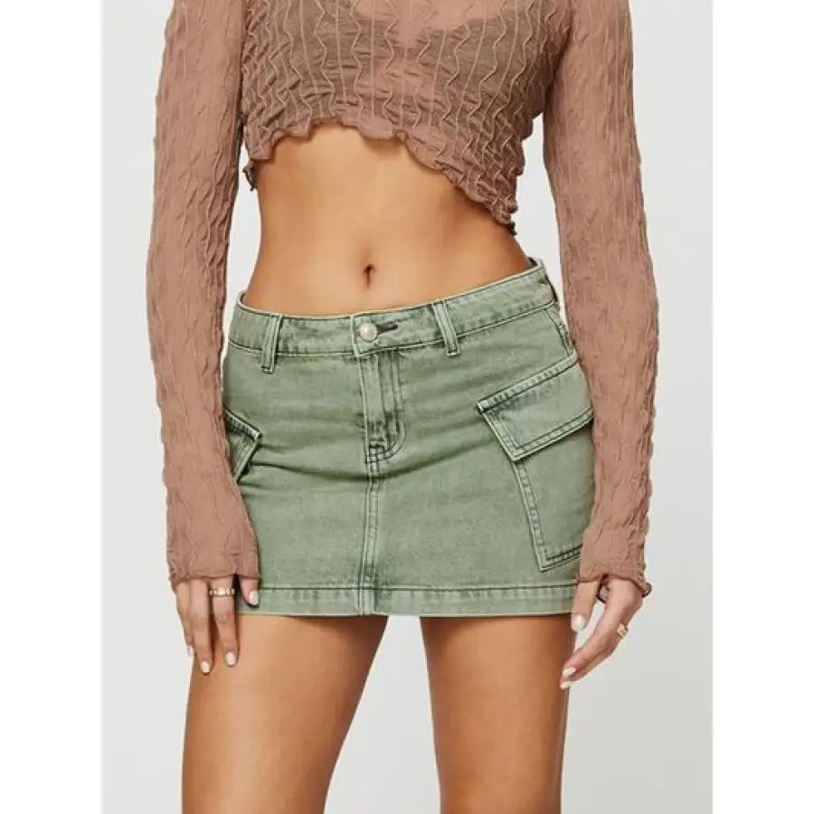 Mini Cargo Denim Skirt with Pockets