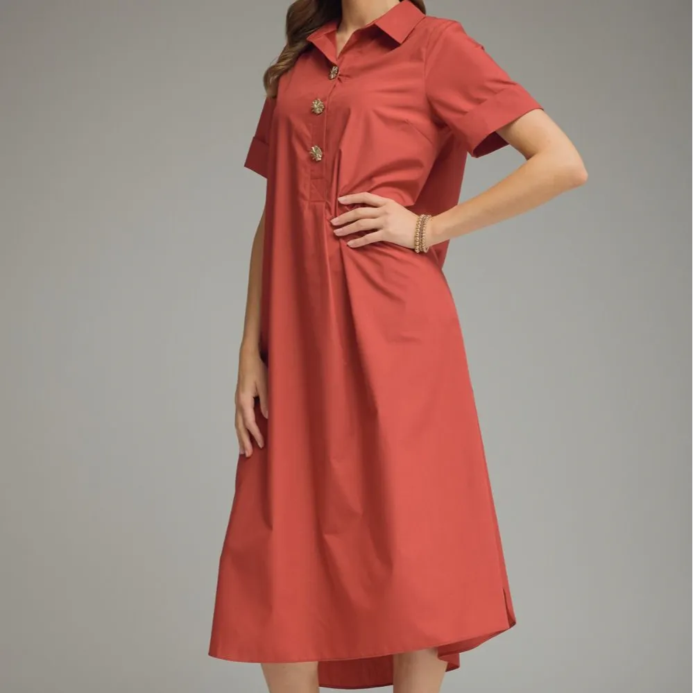Button Accent Midi Dress