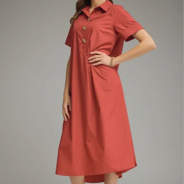 Button Accent Midi Dress
