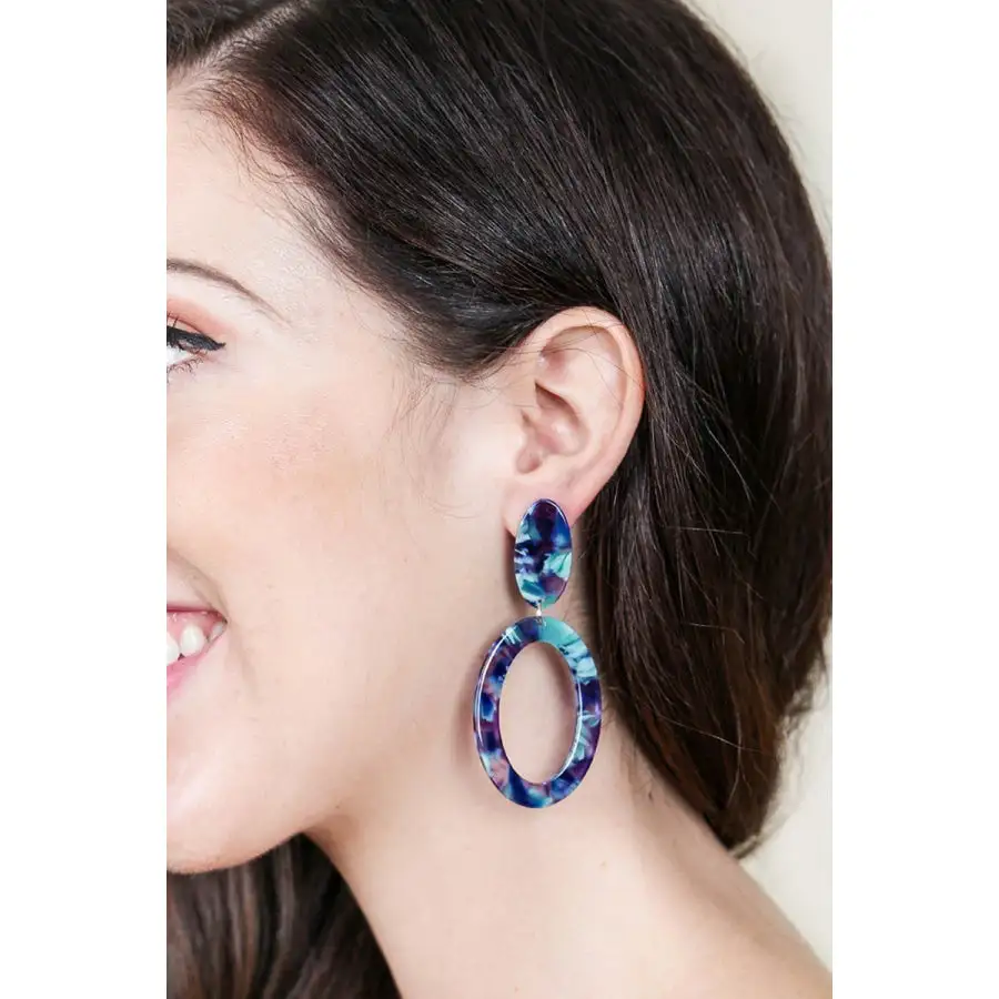 Oval Stud Earrings Two Colours with Gold