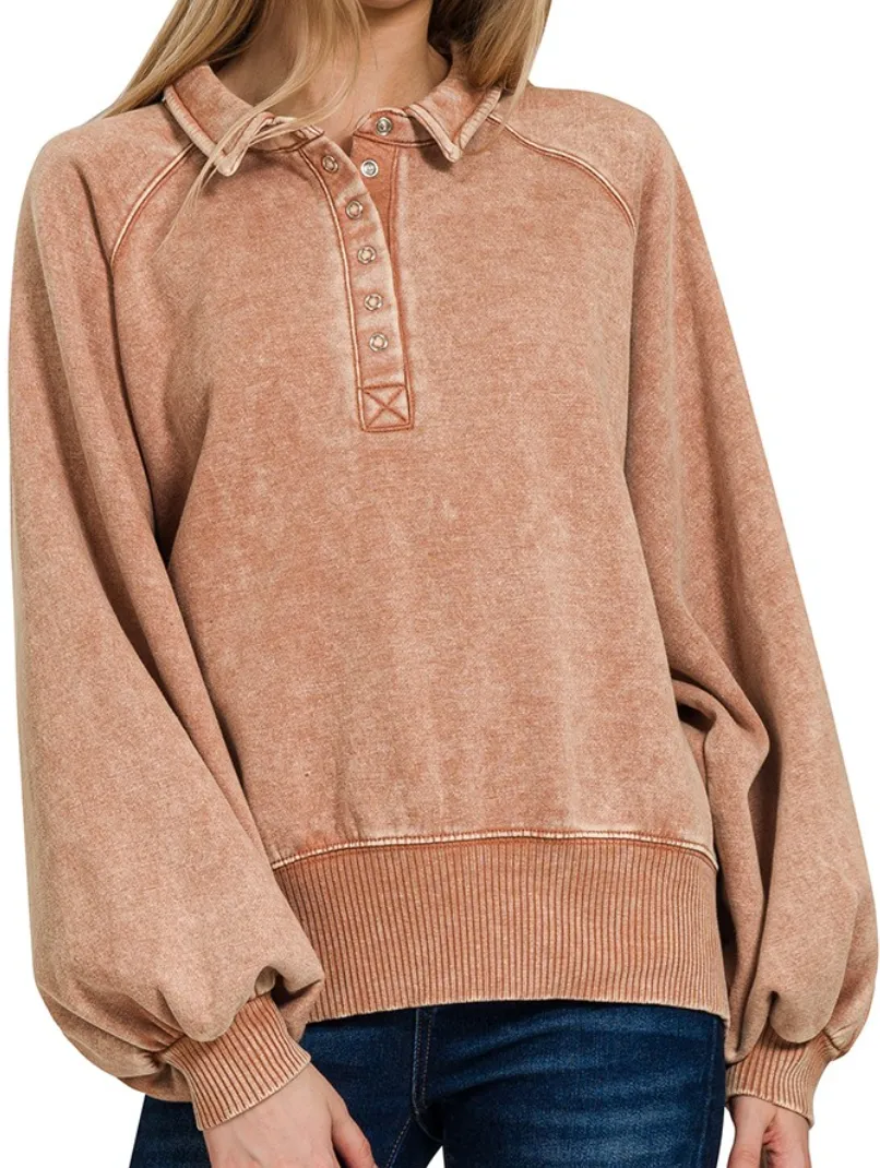 Acid Wash Fleece Sweatshirt