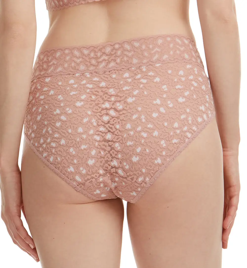 Classic High-Waist Stretch-Lace Leopard-Print French Brief Panty