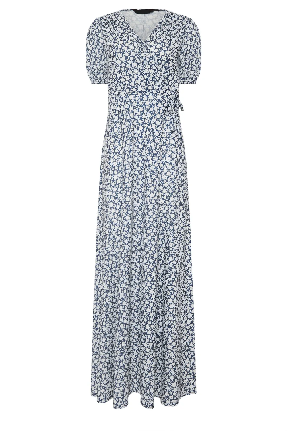Navy Blue Ditsy Floral Print V-neck Dress