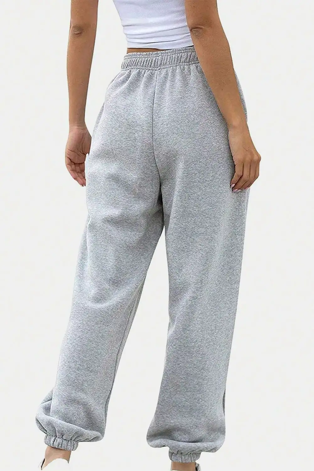 Relaxed Elastic-Waist Pocketed Jogger Pants